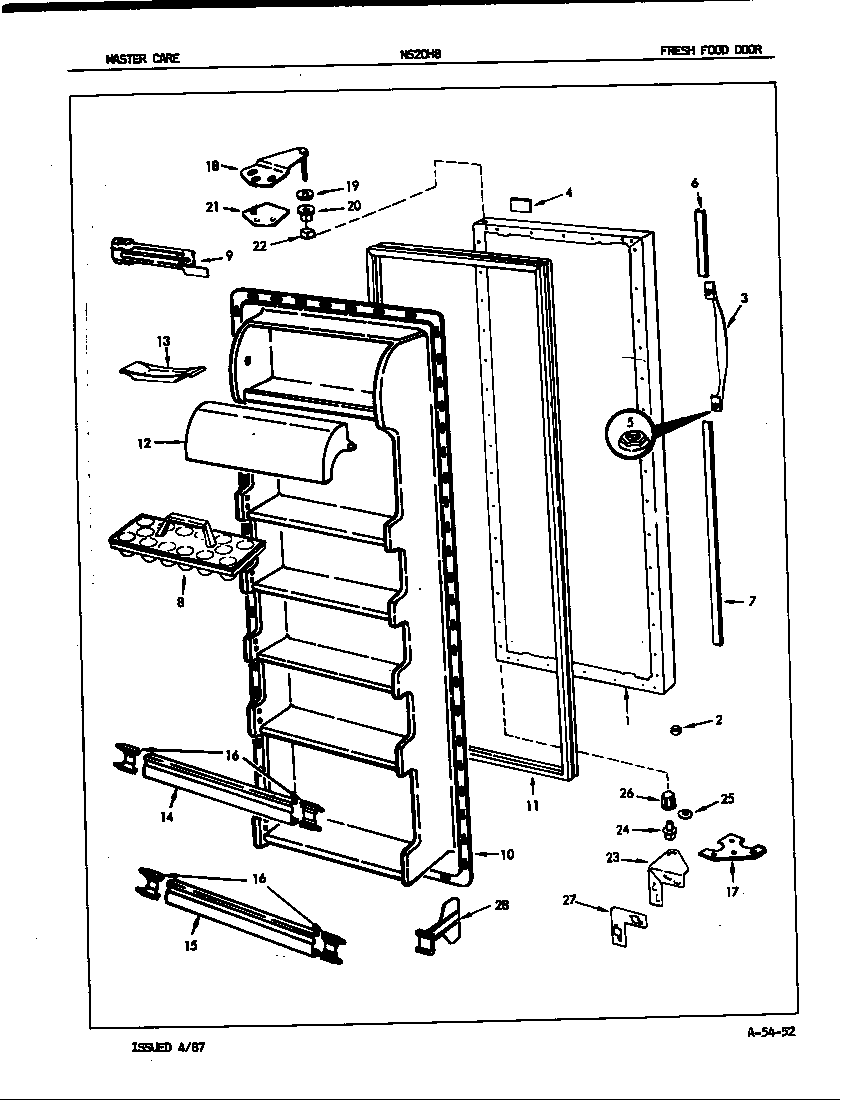Admiral NS20H8/7L12A fresh food door diagram