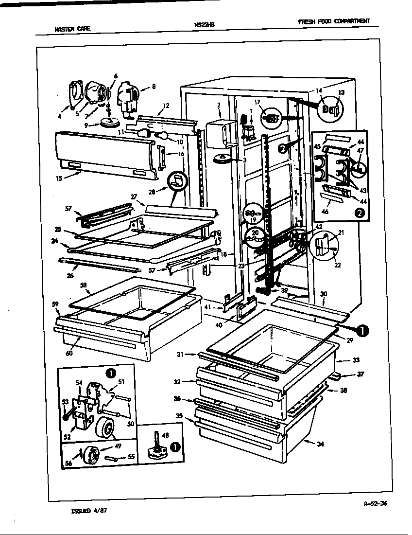 Admiral NS22H8-7L03A fresh food compartment diagram