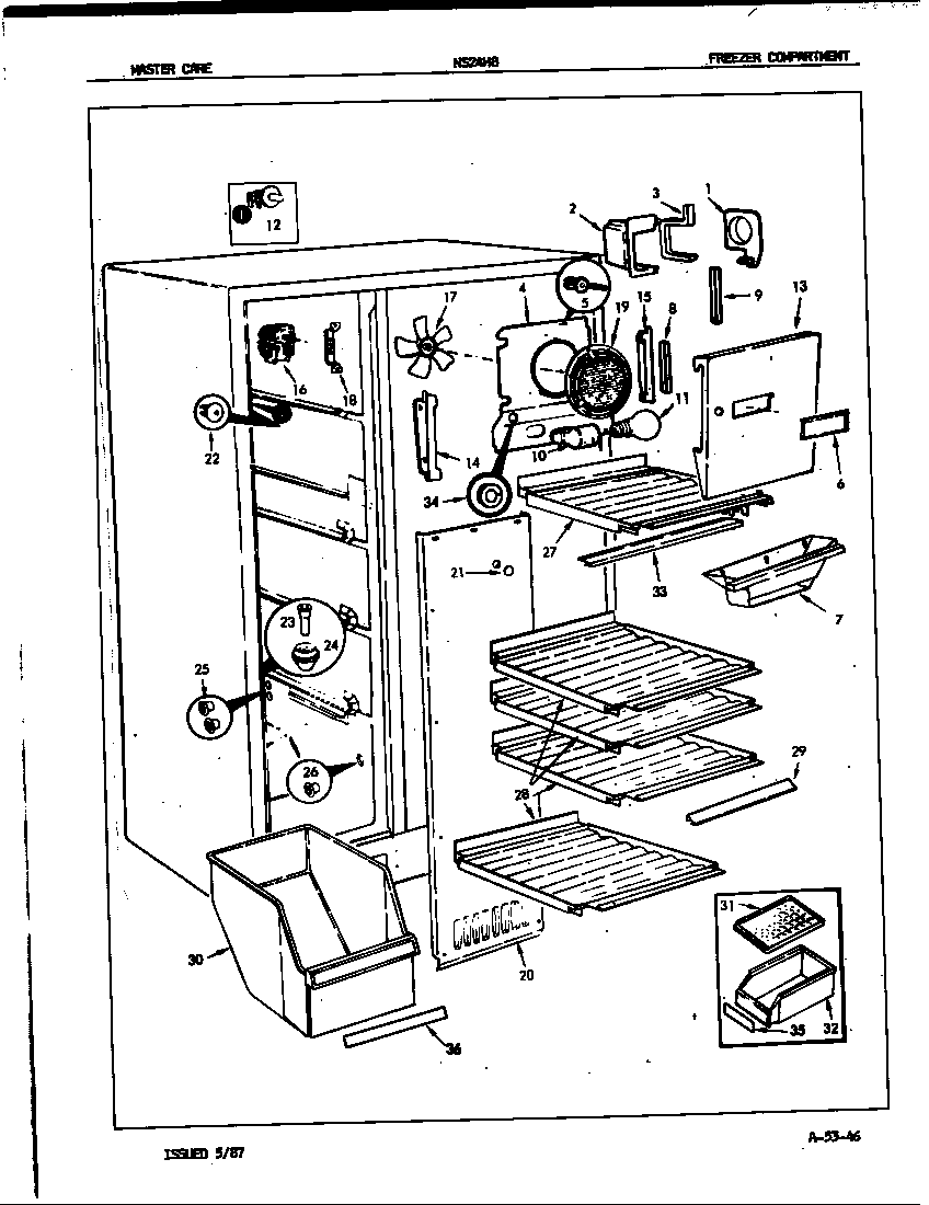 Admiral NS24H8/7L07A freezer compartment diagram
