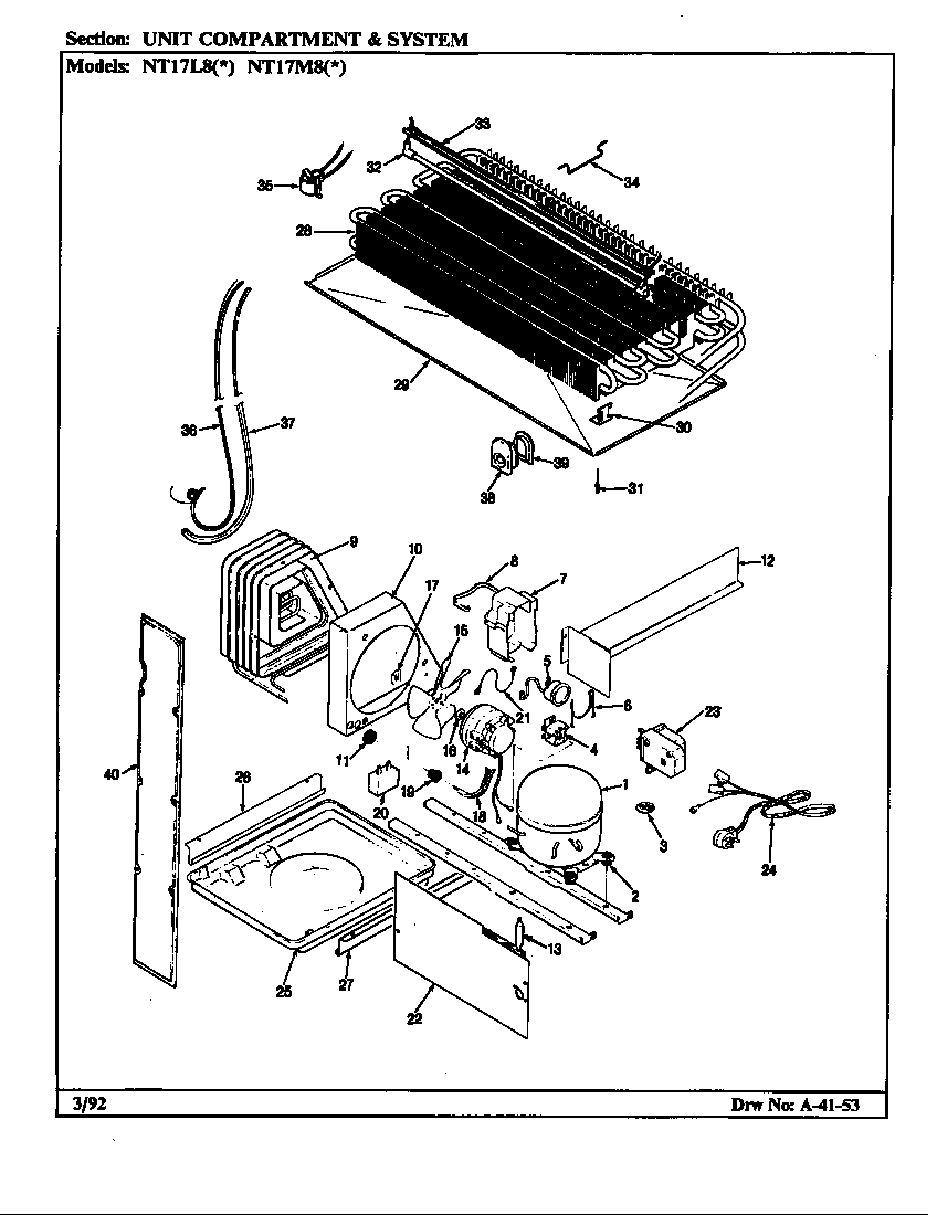 Norge NT17M8A/CF39A unit compartment & system diagram