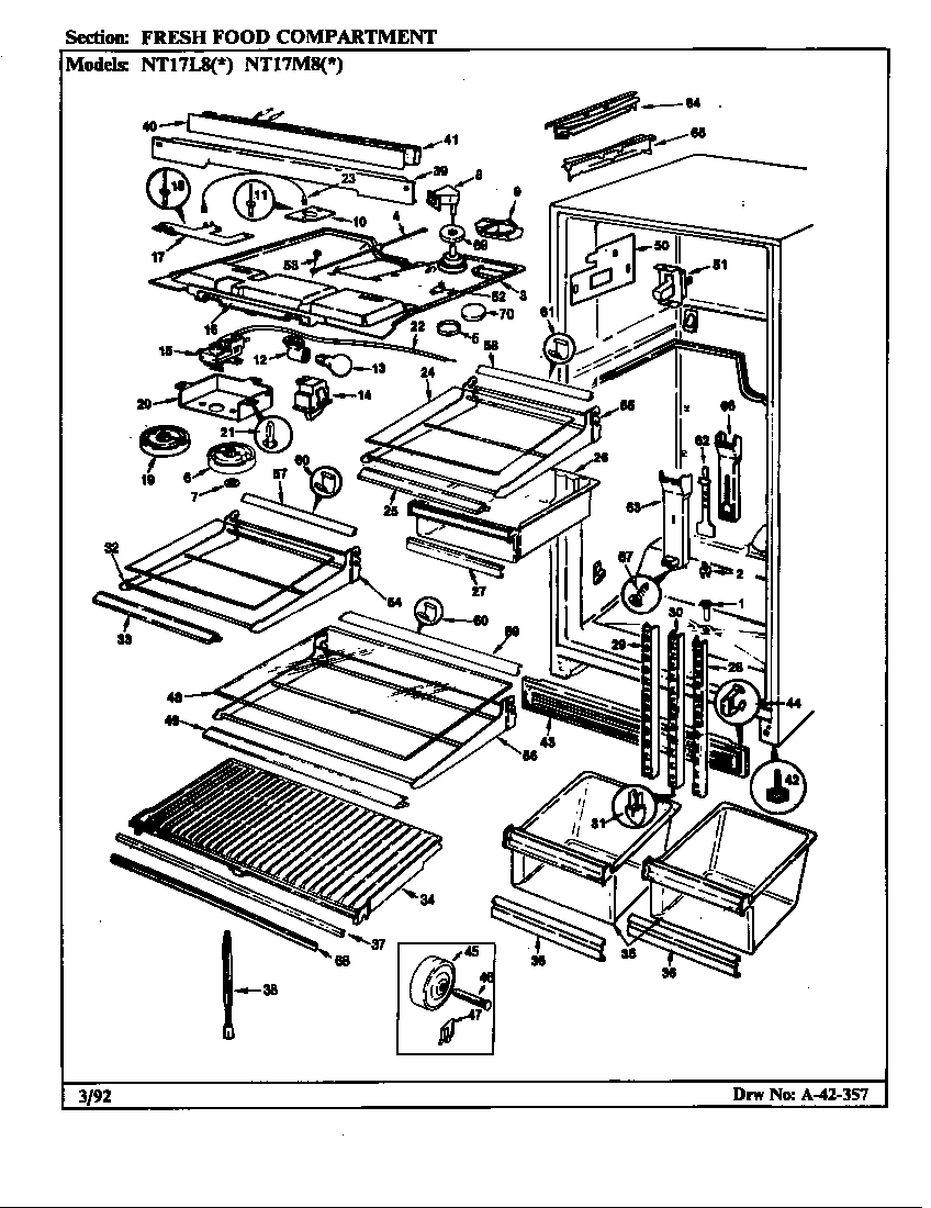 Norge NT17M8A/CF39A fresh food compartment diagram