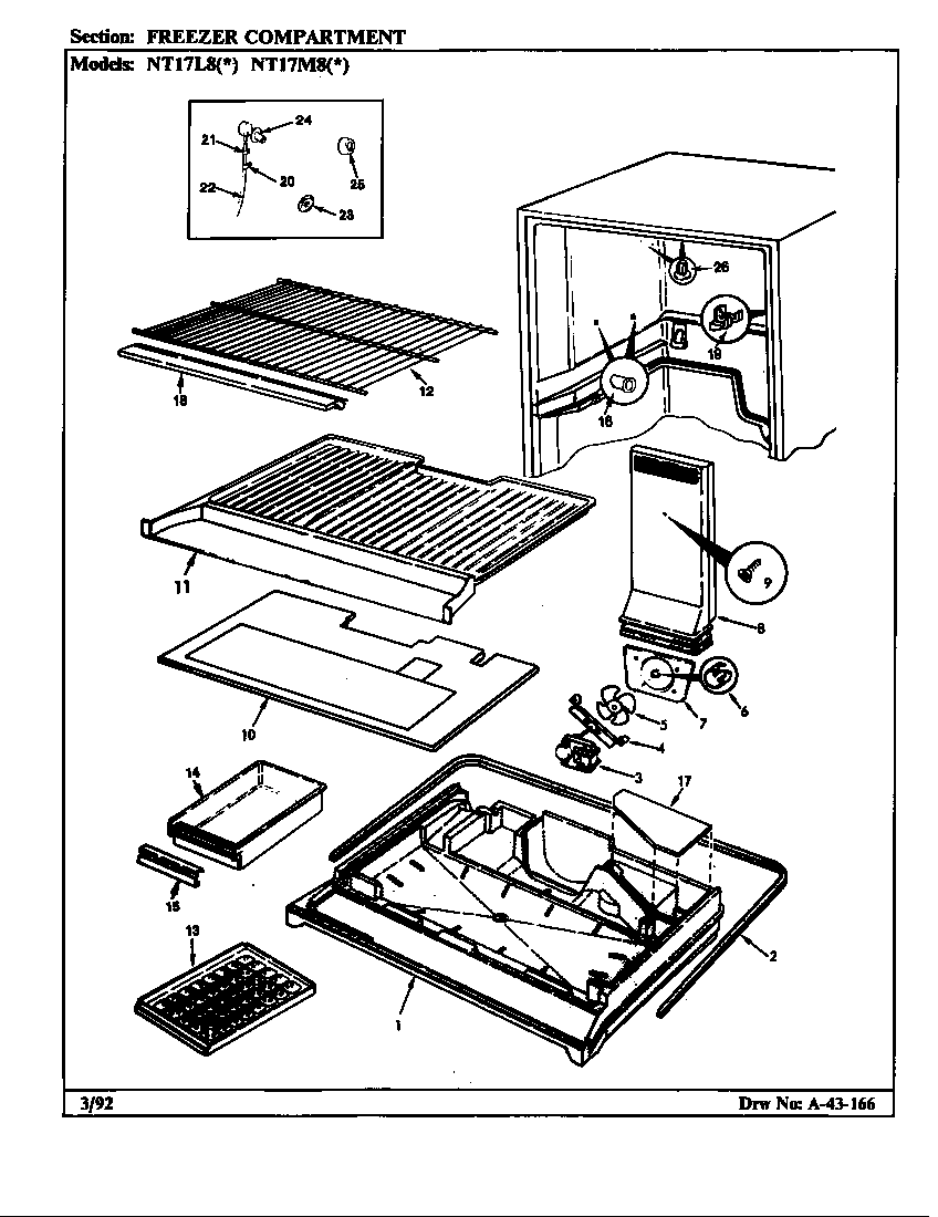 Norge NT17M8A/CF39A freezer compartment diagram