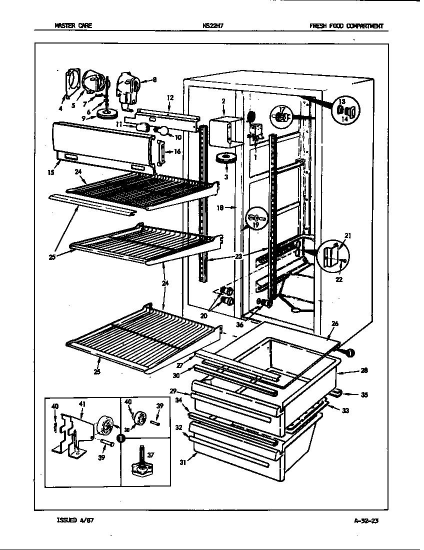 Admiral NS22H7H/7L15A fresh food compartment diagram