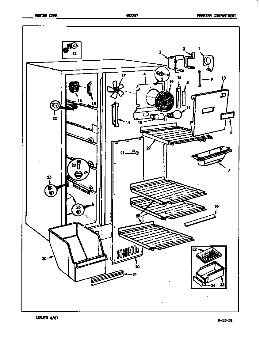 Admiral NS22H7H/7L15A freezer compartment diagram