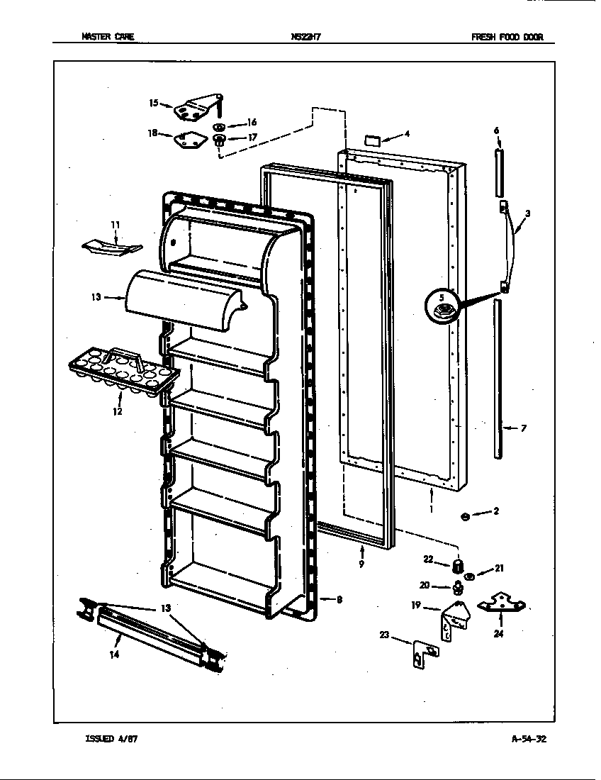 Admiral NS22H7H/7L15A fresh food door diagram