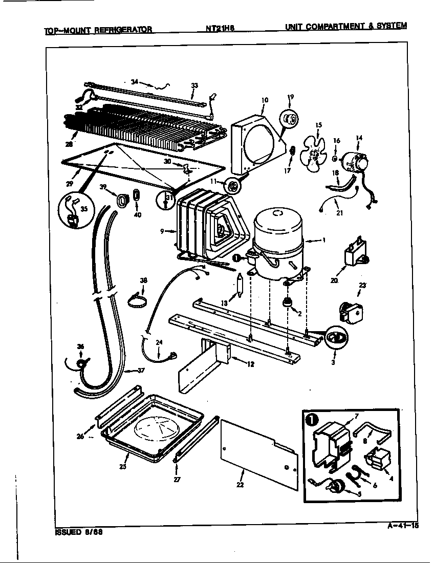 Admiral NT21H8/7A58A unit compartment & system diagram