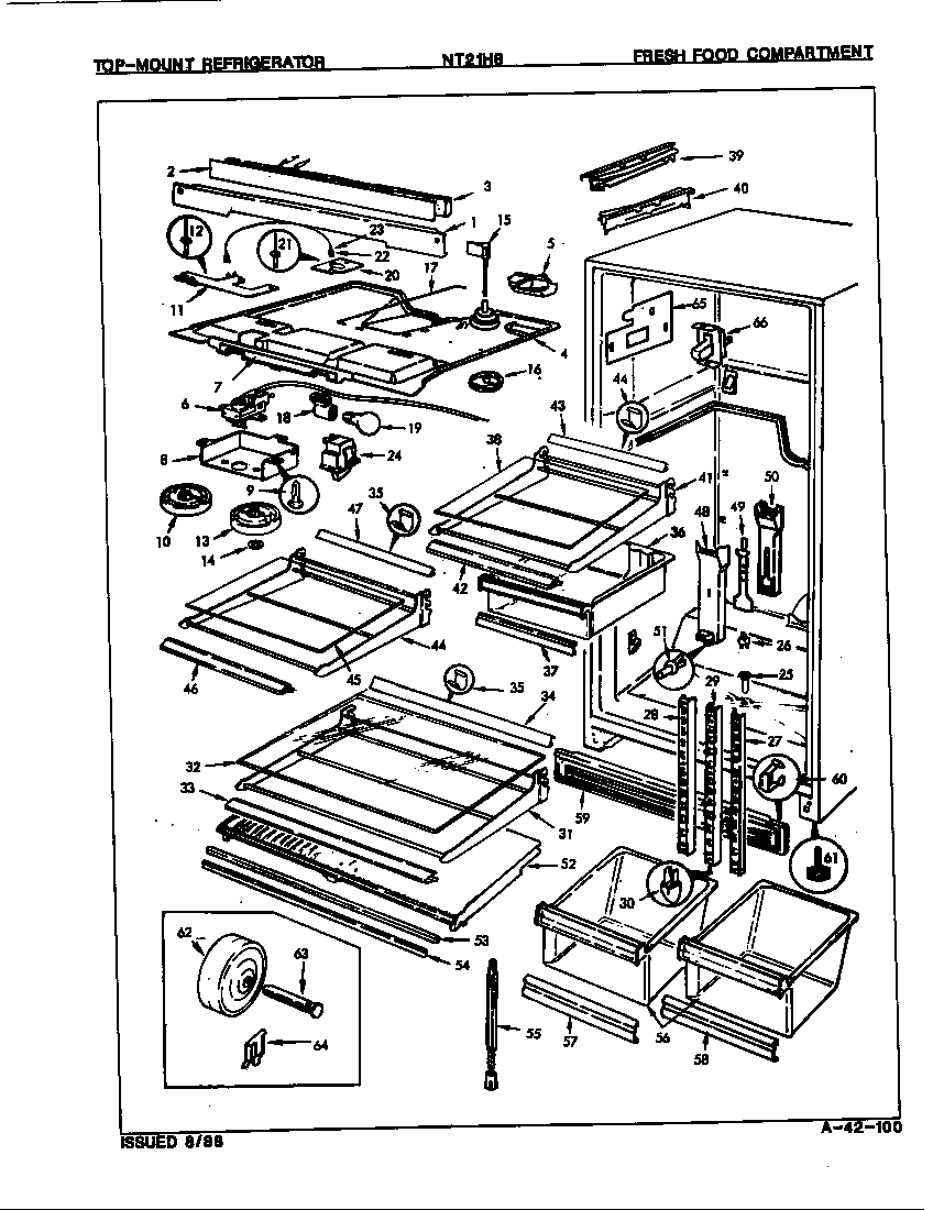 Admiral NT21H8/7A58A fresh food compartment diagram