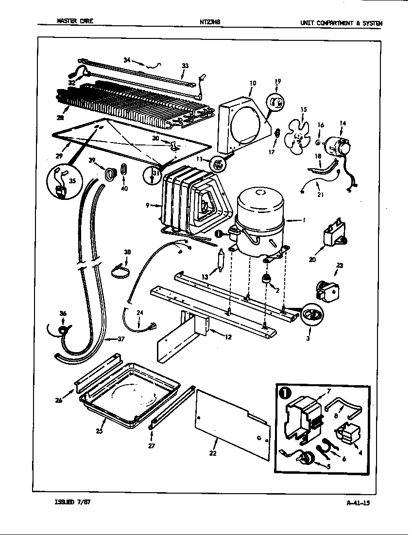 Admiral NT23H8/7A59A unit compartment & system diagram