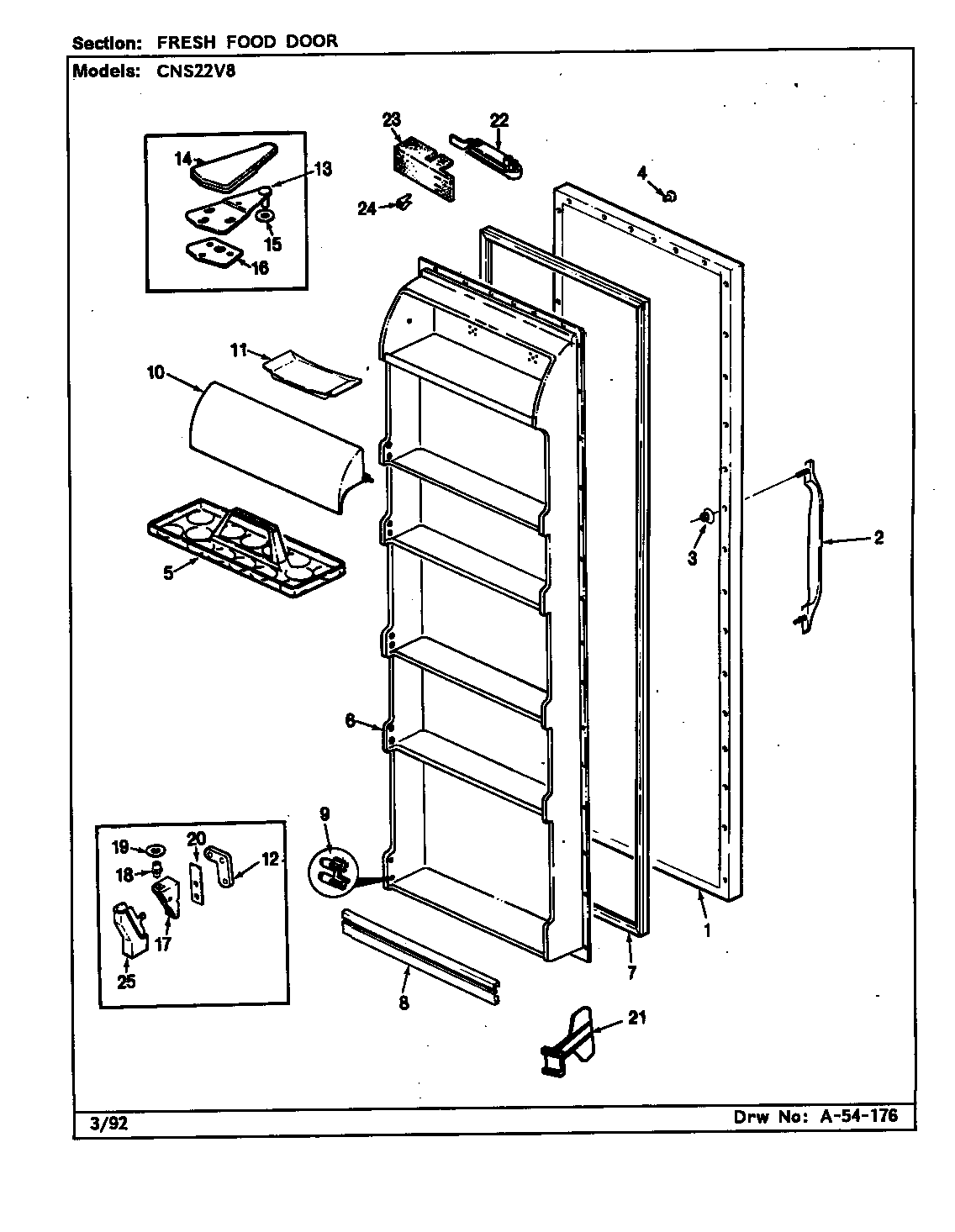 Crosley CNS22V8/CR16A fresh food door diagram
