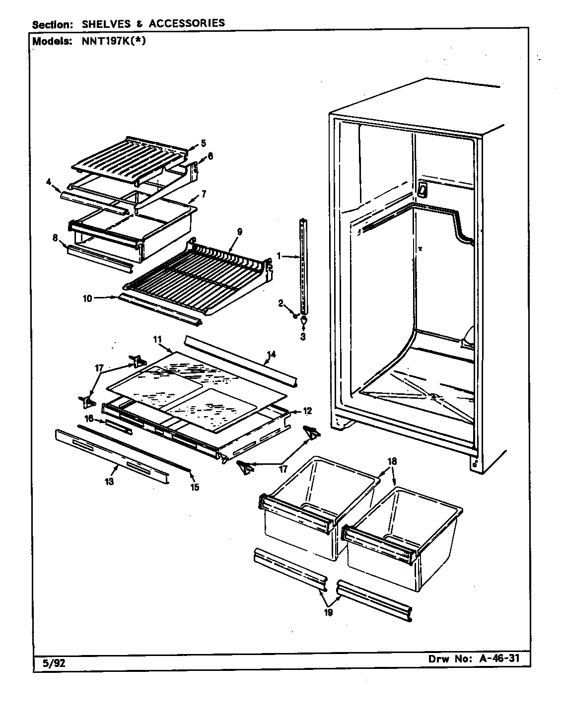 Maytag NNT197KA-CC66A shelves & accessories diagram