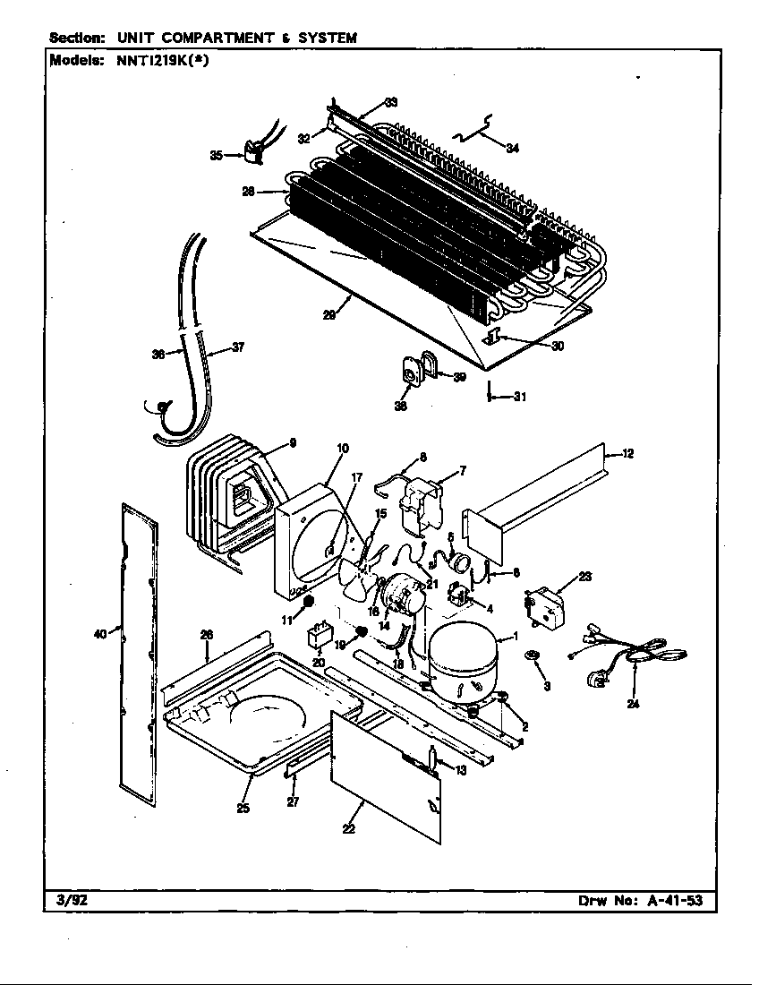 Norge NNTI219KA/BC78B unit compartment & system diagram