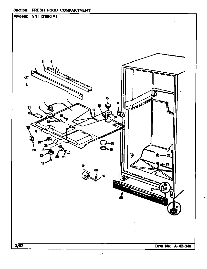 Norge NNTI219KA/BC78B fresh food compartment diagram
