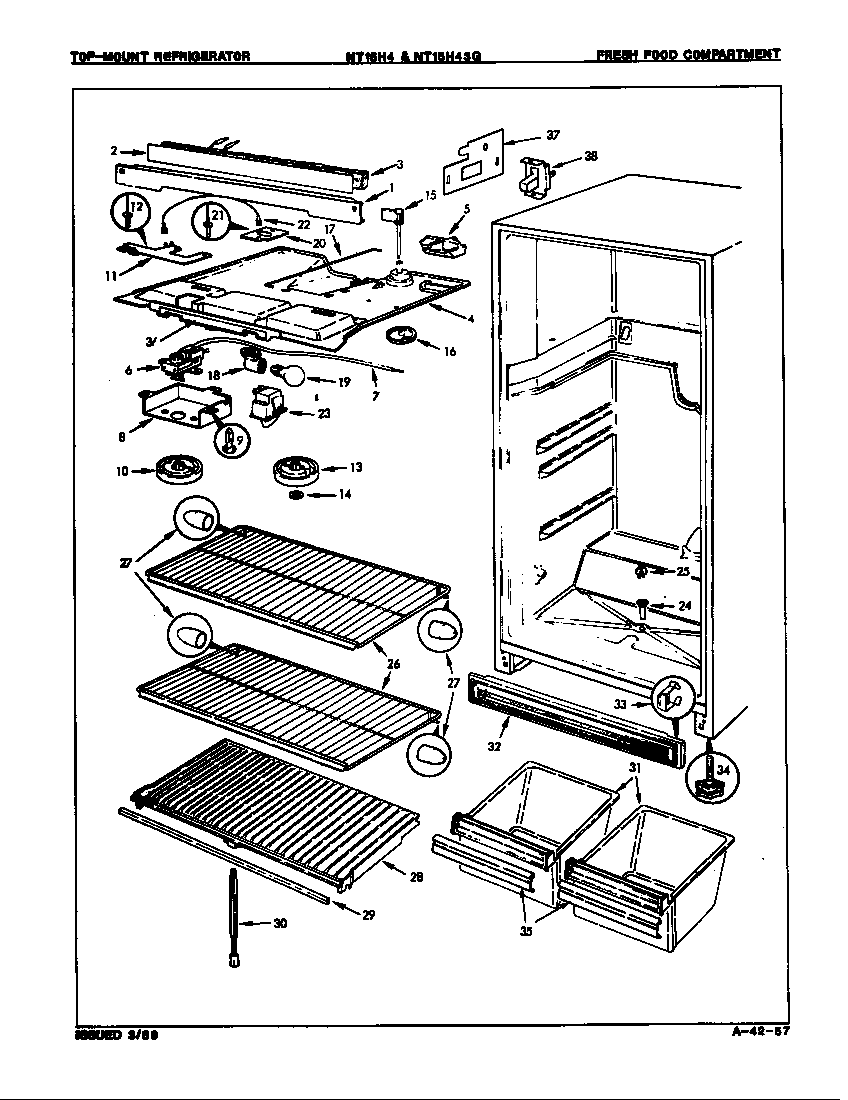 Admiral NT15H43G/8D53A fresh food compartment diagram