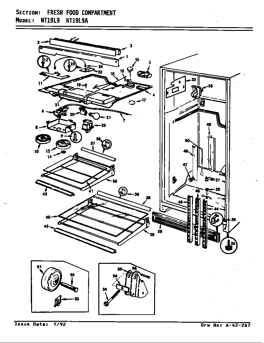 Admiral NT19L9A/AA62A fresh food compartment diagram