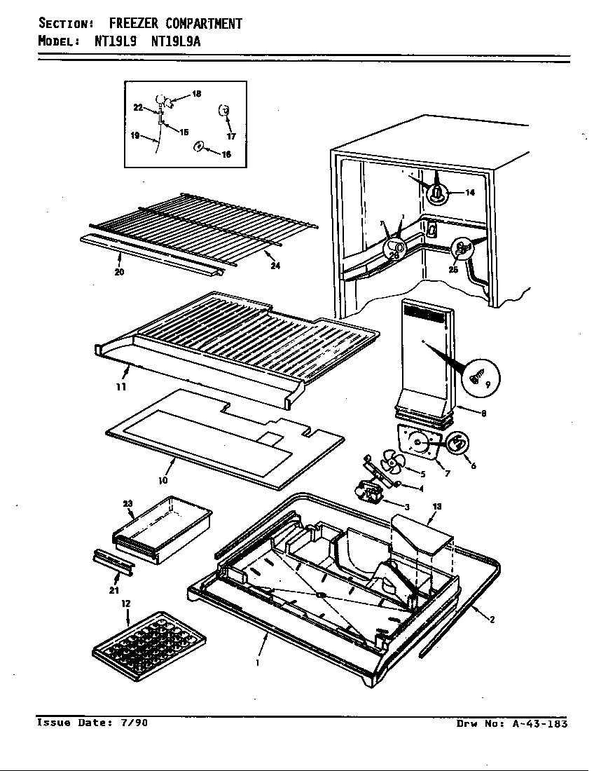 Admiral NT19L9A/AA62A freezer compartment diagram