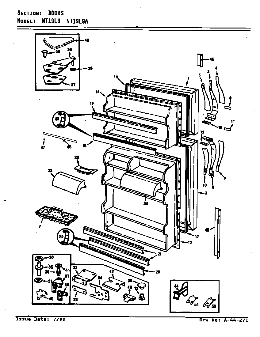 Admiral NT19L9A/AA62A doors diagram