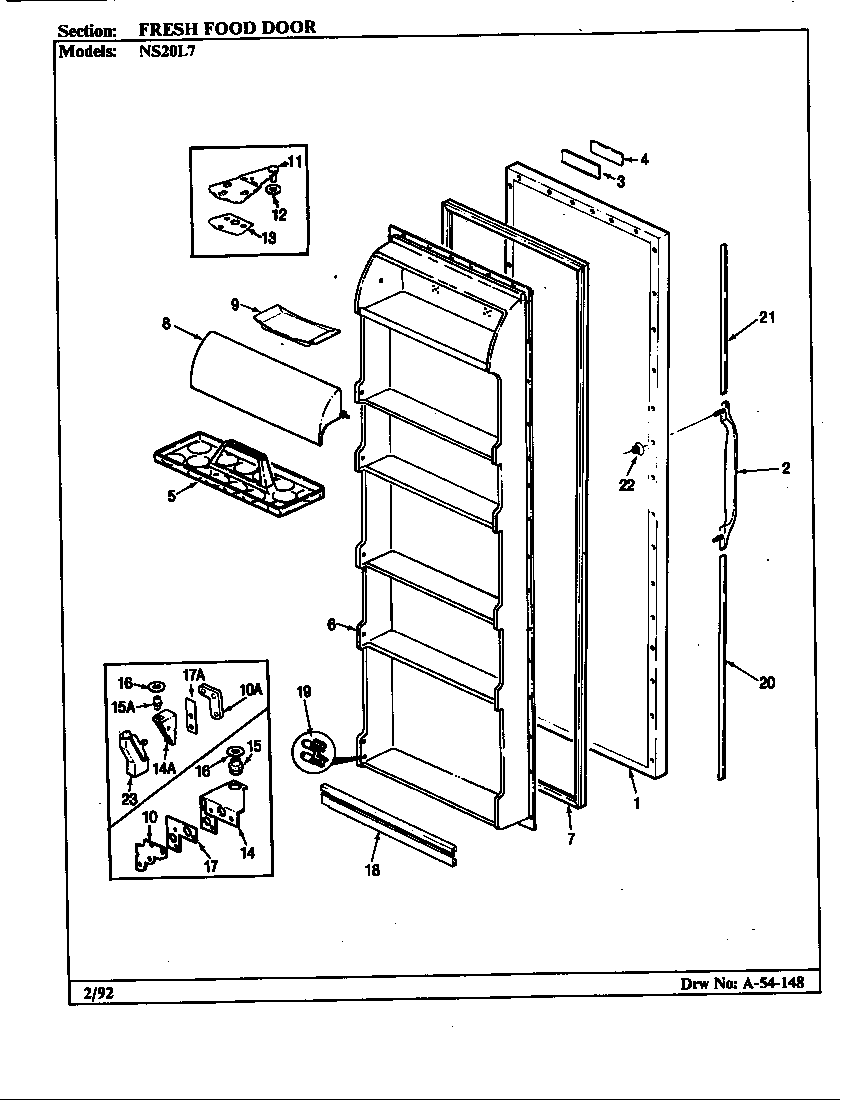 Admiral NS20L7H/BN01B fresh food door diagram