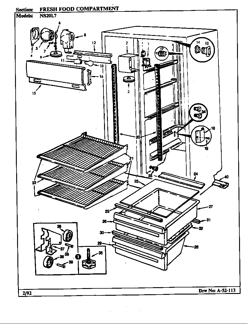 Admiral NS20L7H/BN01C fresh food compartment diagram