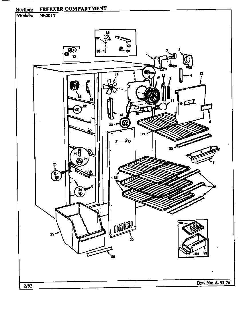 Admiral NS20L7H/BN01C freezer compartment diagram