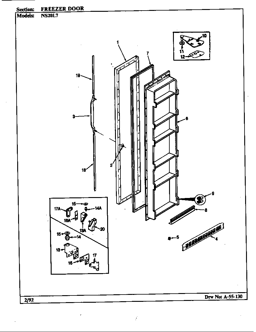 Admiral NS20L7H/BN01D freezer door diagram