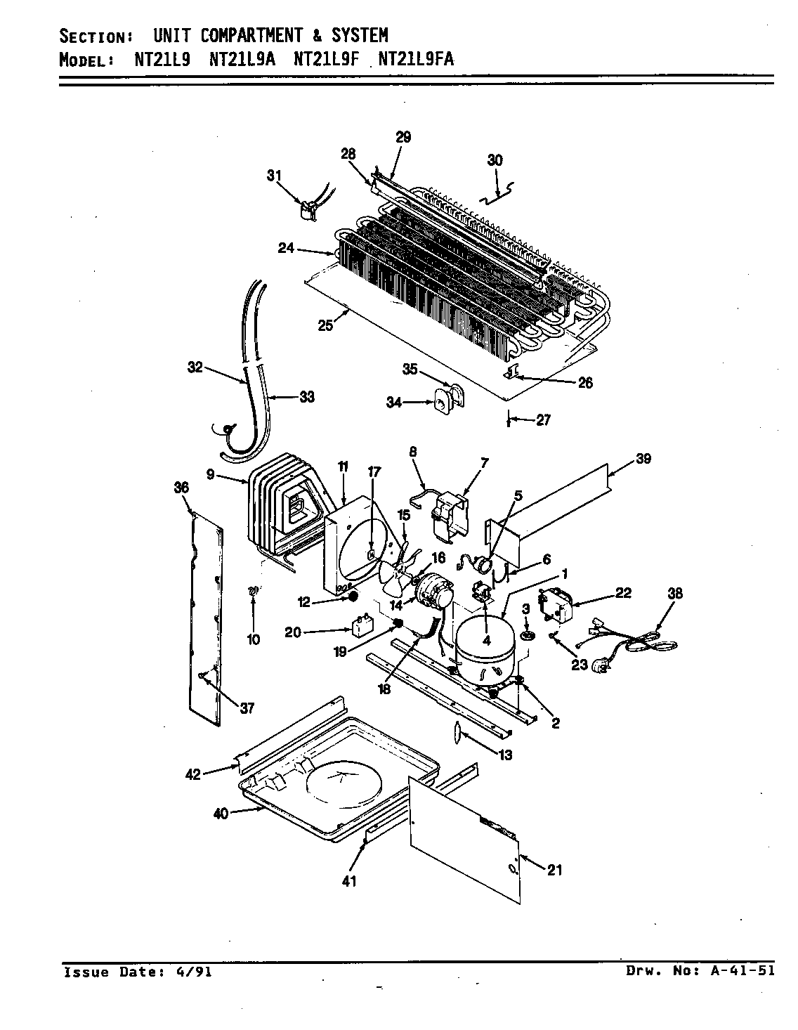 Admiral NT21L9/AA72C unit compartment & system (nt21l9/aa71c) (nt21l9a/aa72c) (nt21l9f/ba73a) (nt21l9fa/ba74a) diagram