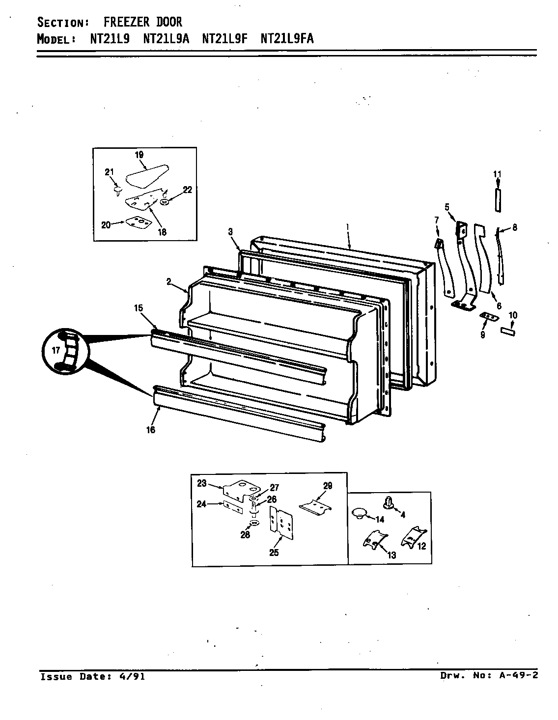 Admiral NT21L9/AA72C freezer door (nt21l9/aa71c) (nt21l9a/aa72c) (nt21l9f/ba73a) (nt21l9fa/ba74a) diagram