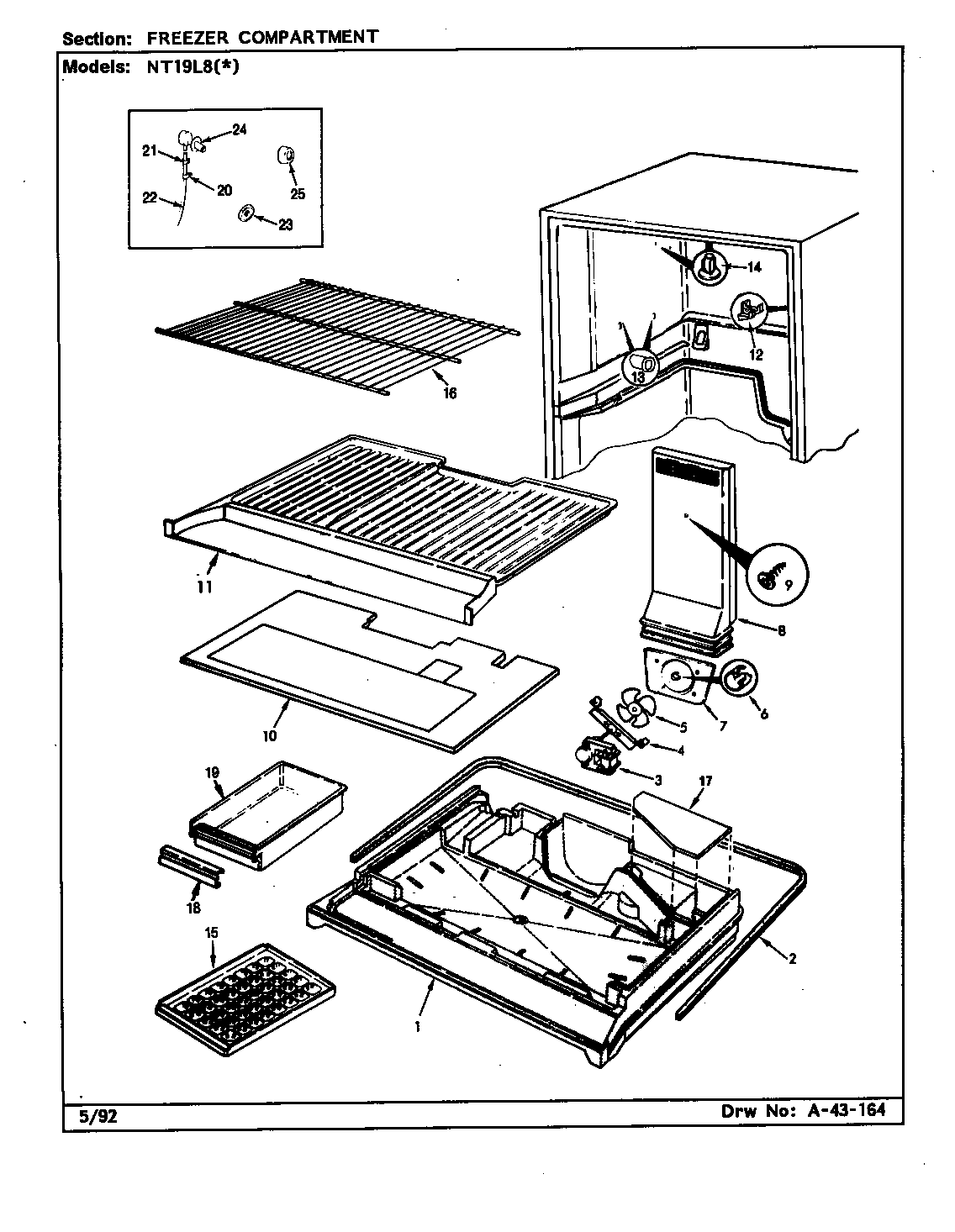 Admiral NT19L8/BA55A freezer compartment diagram