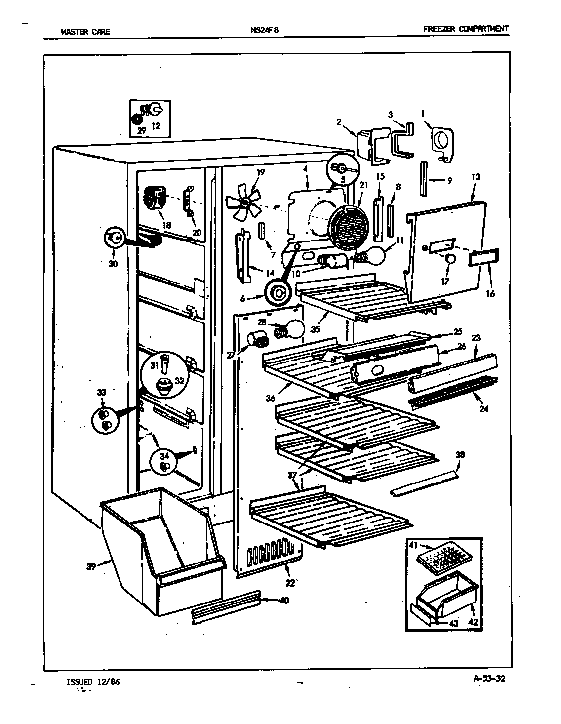 Admiral NS24F8/5L48A freezer compartment diagram