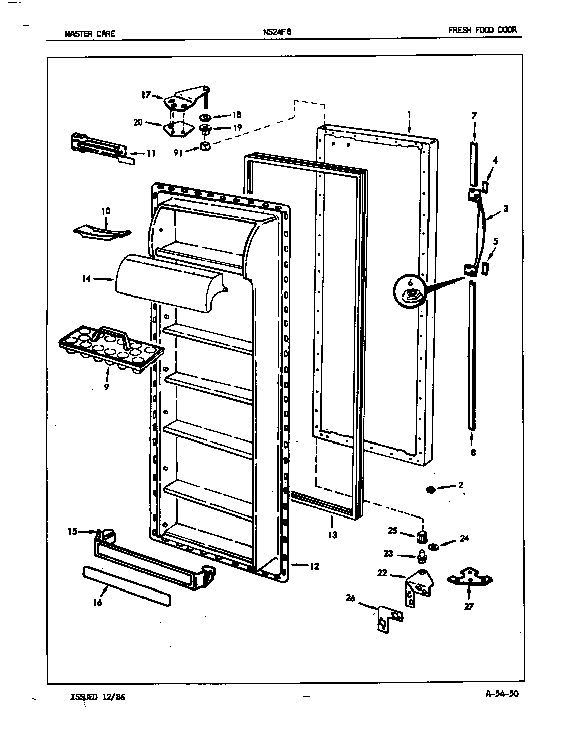 Admiral NS24F8/5L48A fresh food door diagram