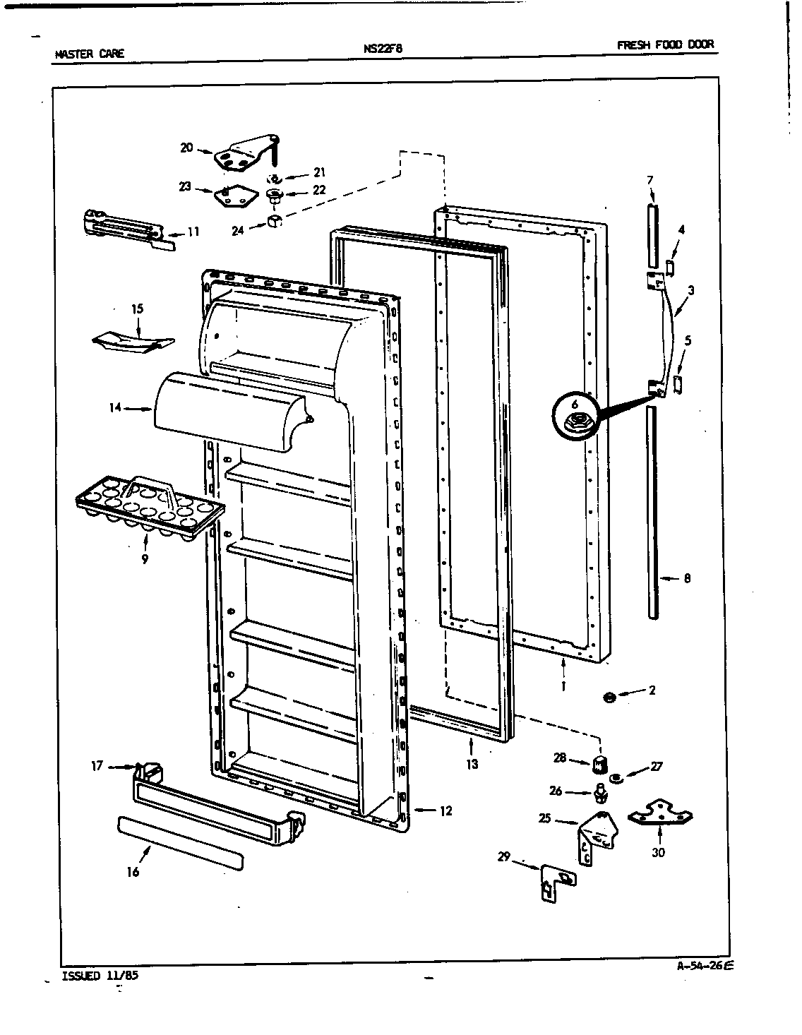 Admiral NS22F8/5L44A fresh food door diagram