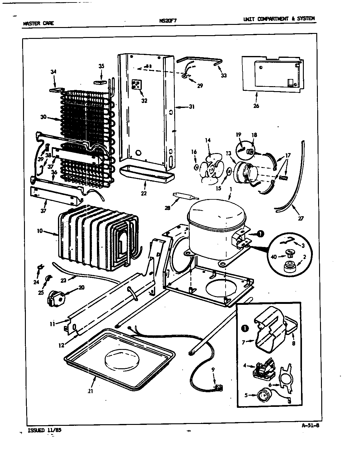 Admiral NS20F7/5L41A unit compartment & system diagram