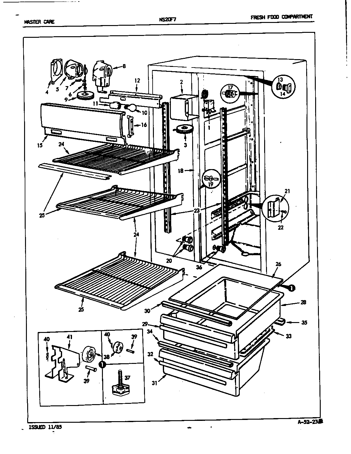 Admiral NS20F7/5L41A fresh food compartment diagram