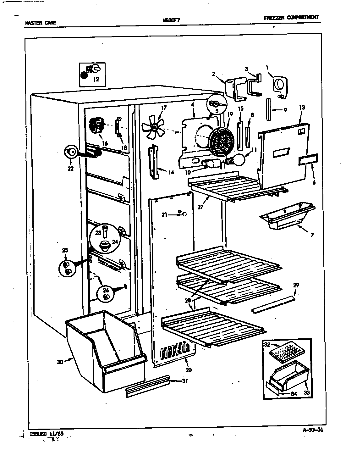 Admiral NS20F7/5L41A freezer compartment diagram