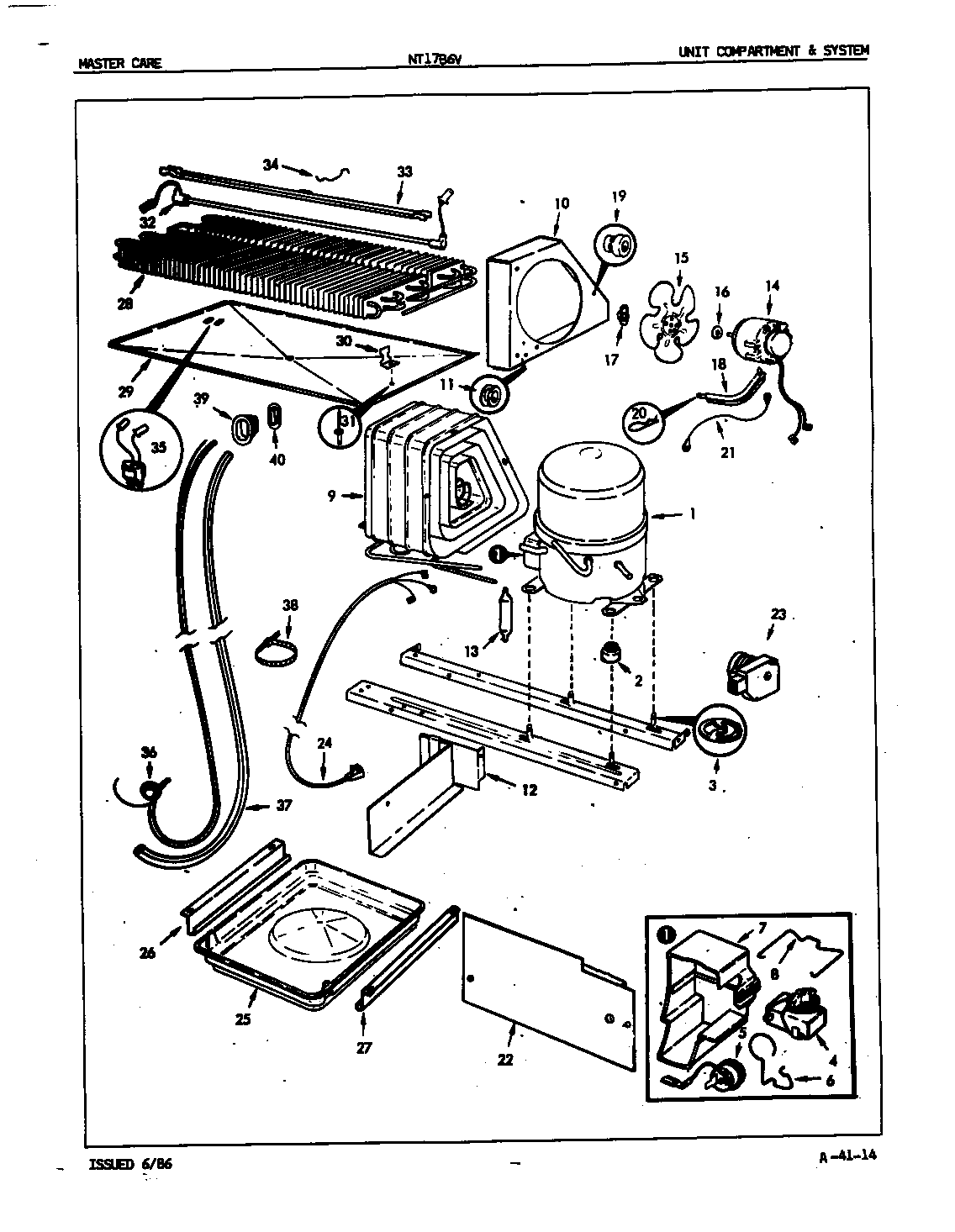 Admiral NT17B6VA/5A70A unit compartment & system diagram
