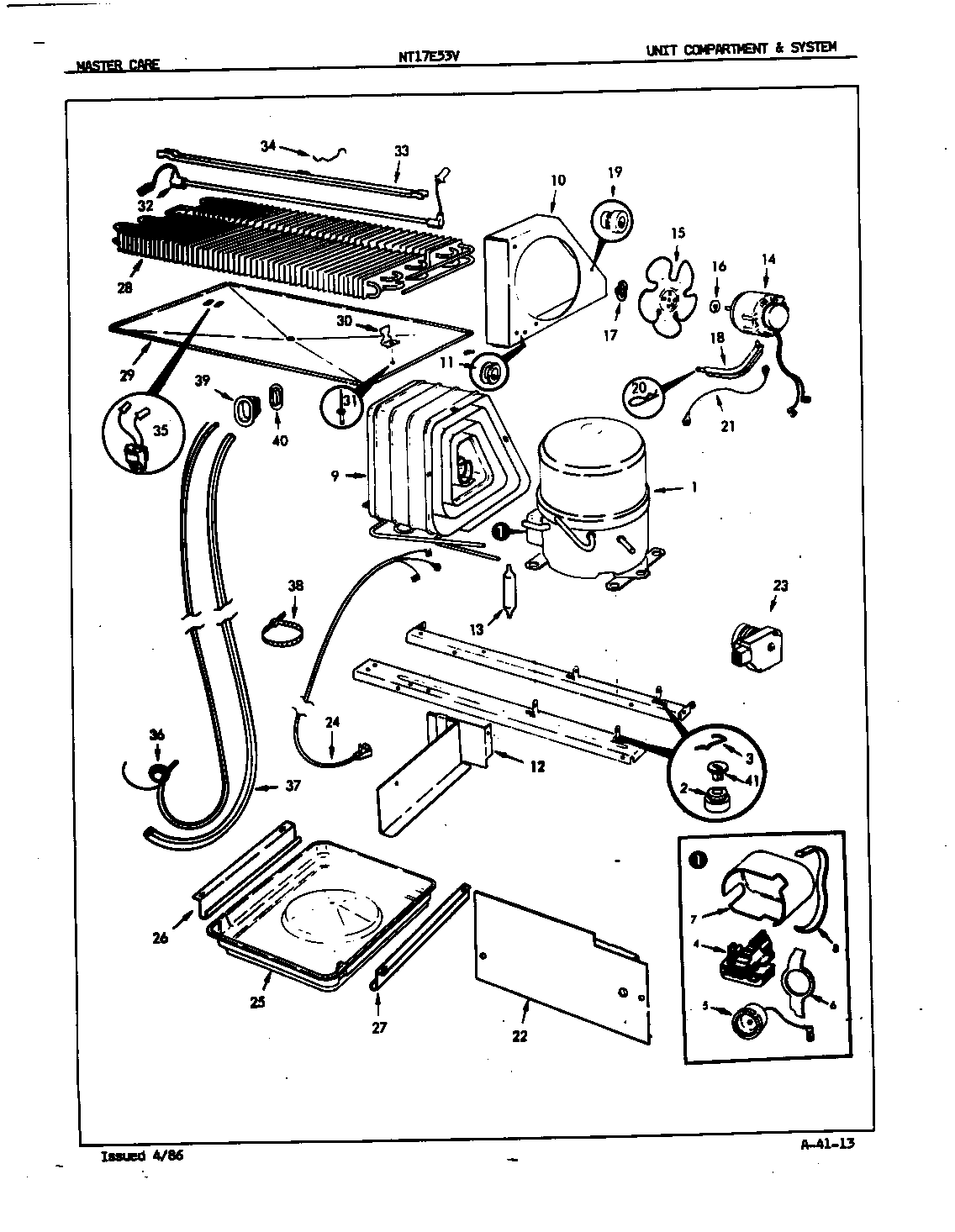 Admiral NT17E53V/5D43A unit compartment & system diagram