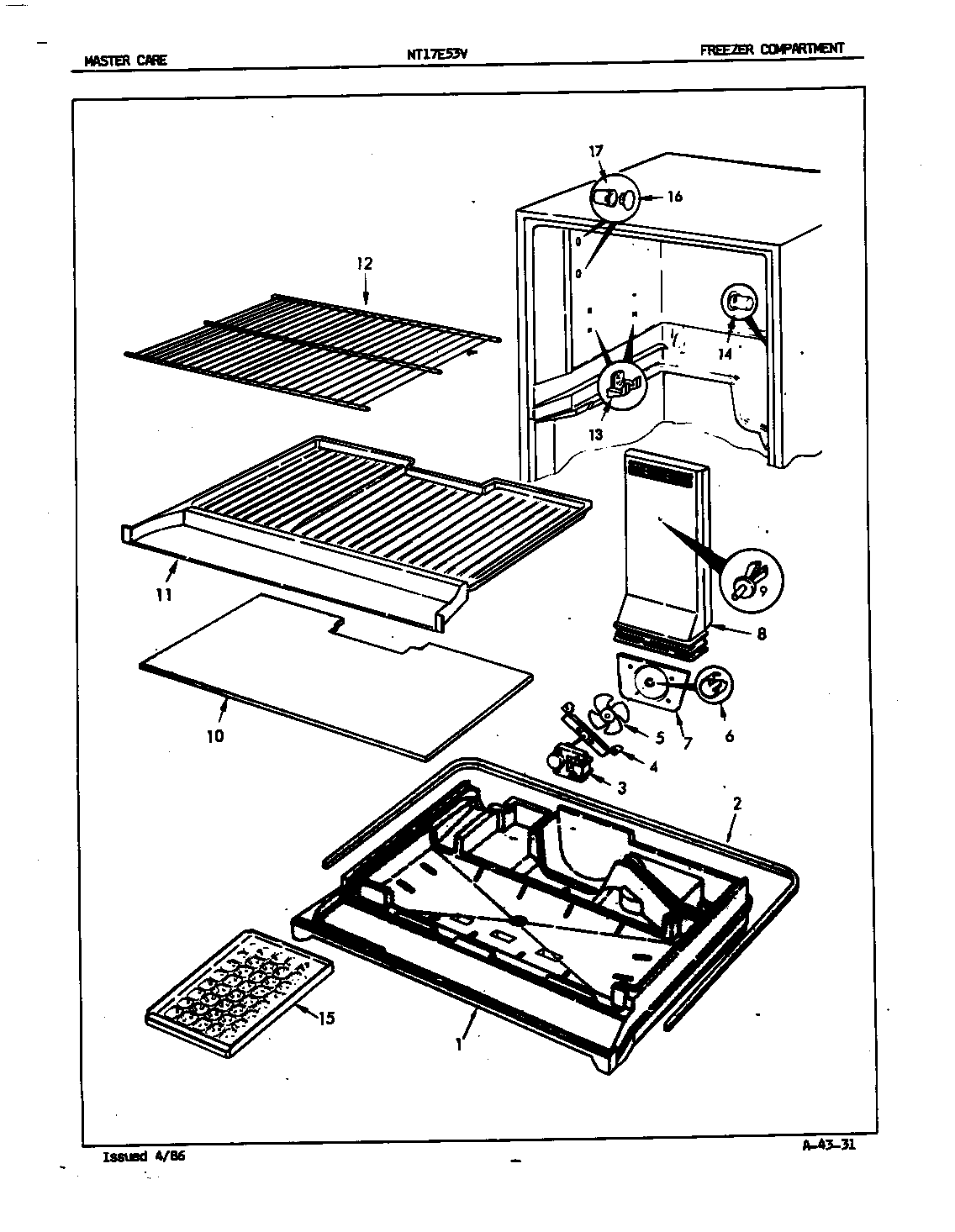 Admiral NT17E53V/5D43A freezer compartment diagram