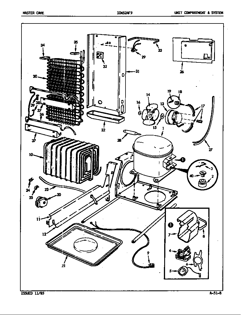 Admiral ICNS24F9/5L51A unit compartment & system diagram