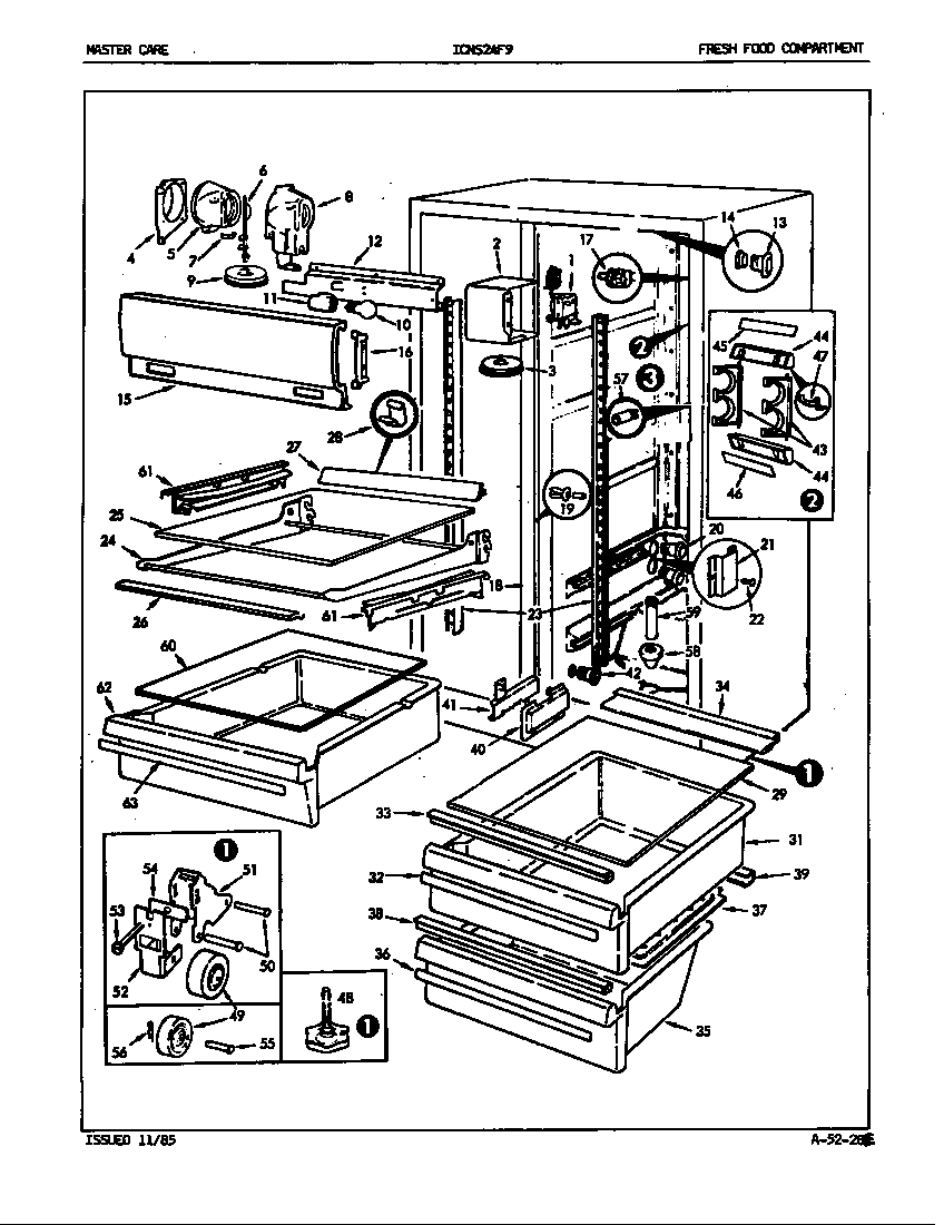 Admiral ICNS24F9/5L51A fresh food compartment diagram