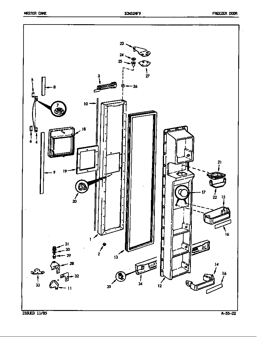 Admiral ICNS24F9/5L51A freezer door diagram