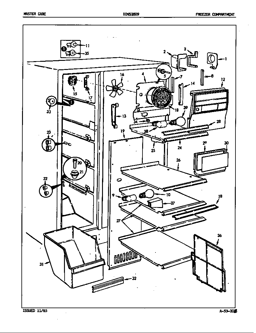 Admiral ICNS28D9A/5L52A freezer compartment (icns28d9/5l52a) (icns28d9a/5l52a) (icns28d9h/5l52a) diagram