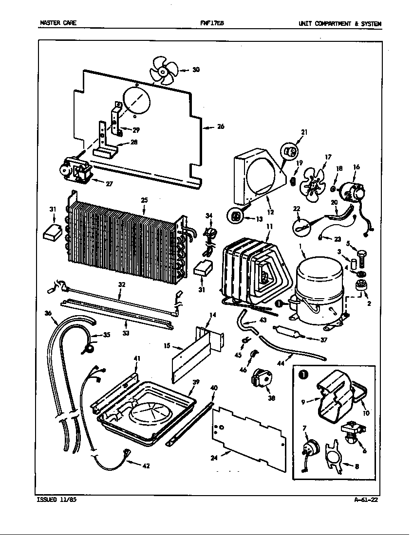 Admiral FNF17E8/EY44A unit compartment & system diagram