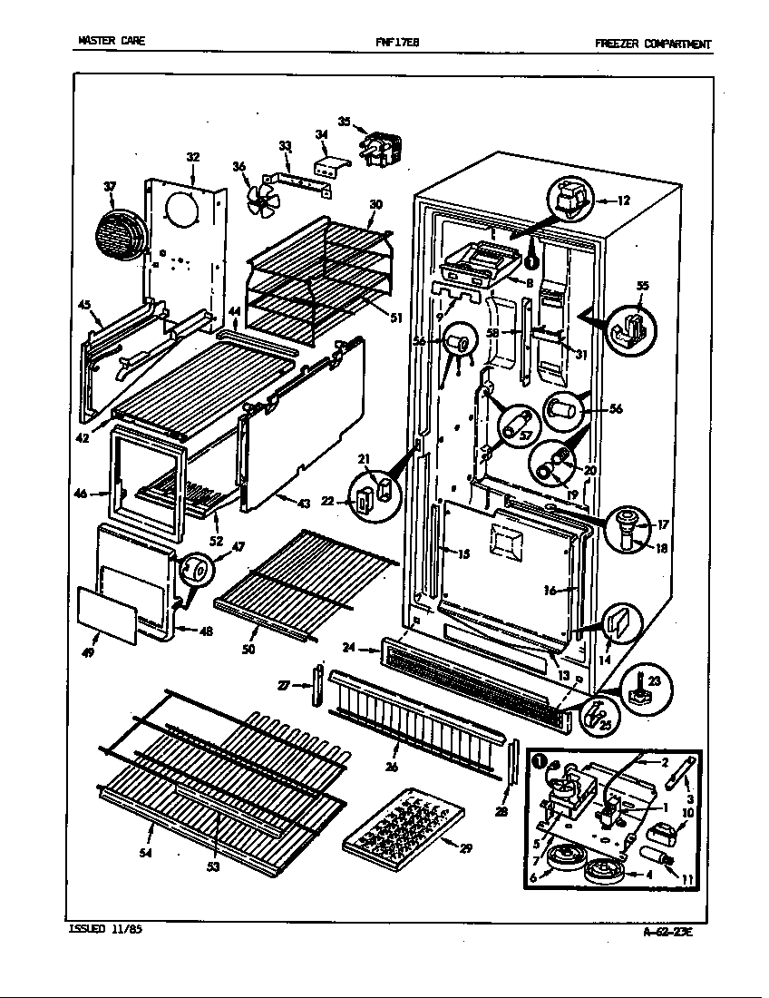 Admiral FNF17E8/EY44A freezer compartment diagram