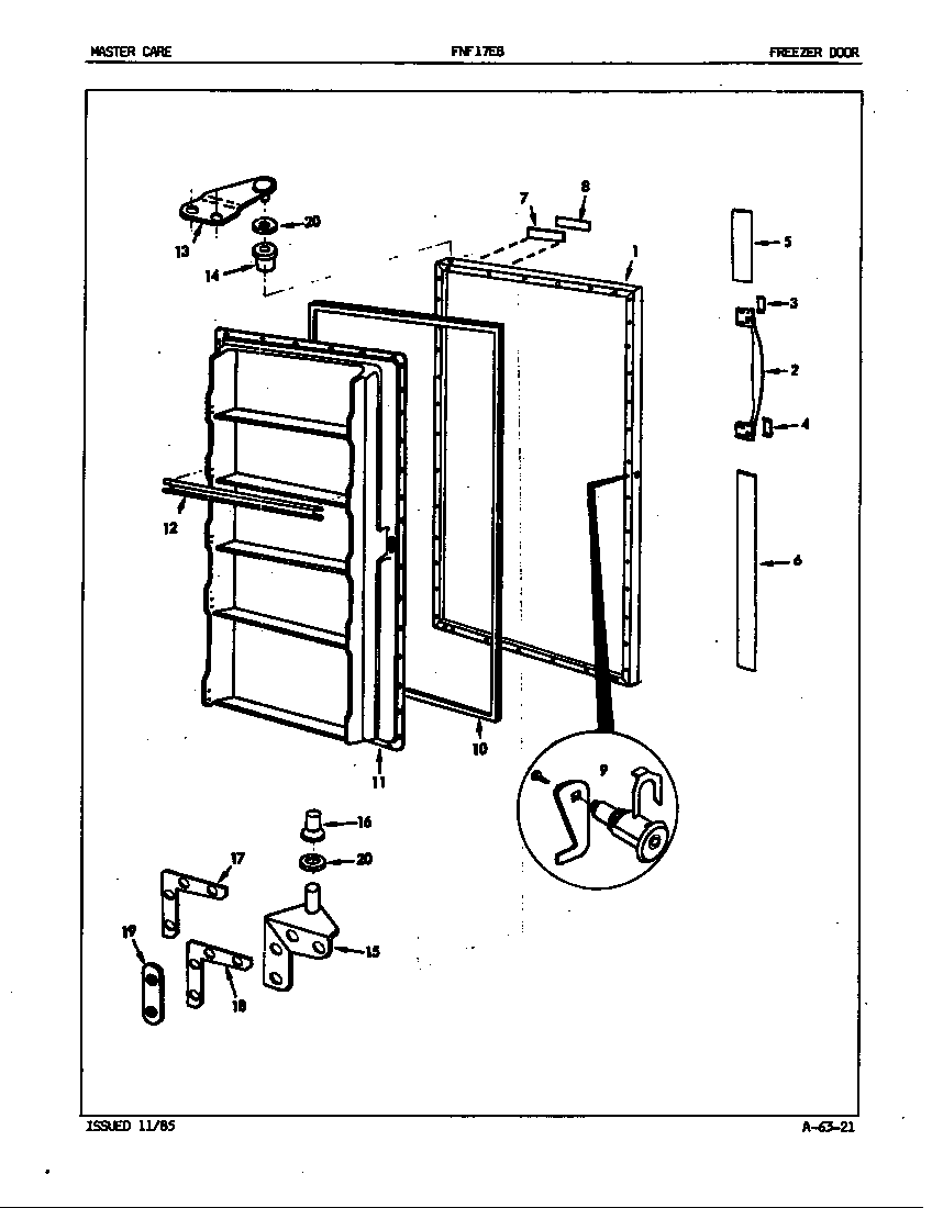Admiral FNF17E8/EY44A freezer door diagram