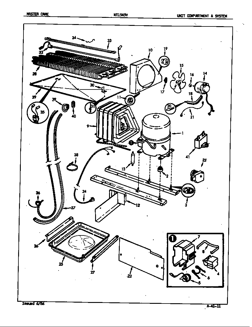 Admiral NT15A5VA/5A61A unit compartment & system diagram