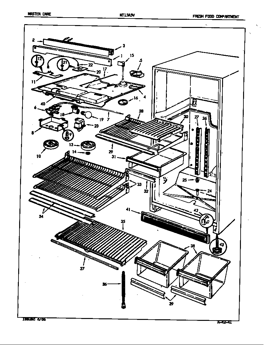Admiral NT15A5VA/5A61A fresh food compartment diagram