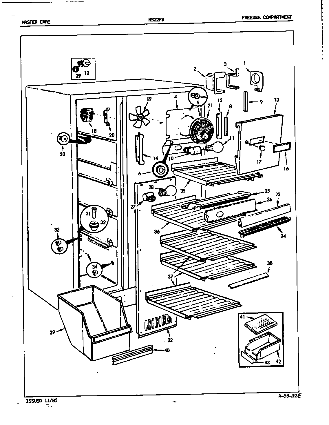 Admiral NS22F8H/5L44B freezer compartment diagram