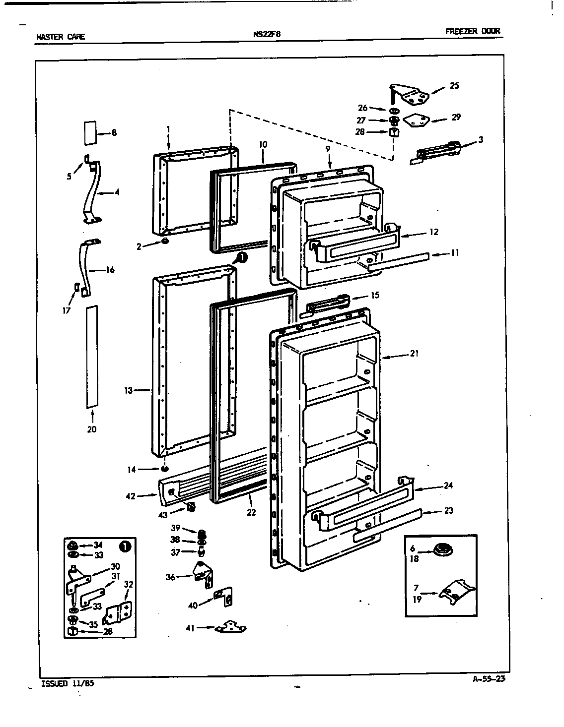 Admiral NS22F8H/5L44B freezer door diagram