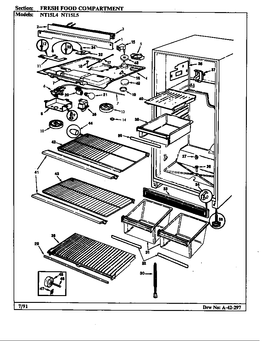 Admiral NT15L4A/BA01C fresh food compartment diagram