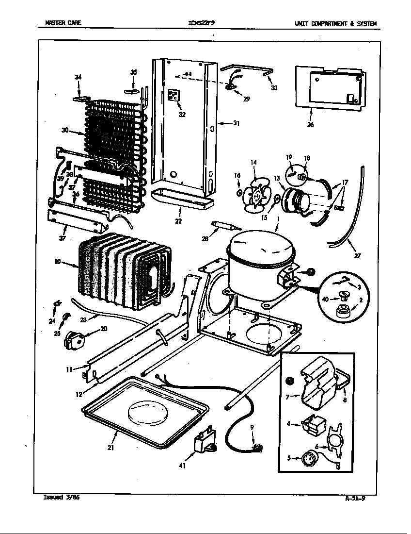 Admiral ICNS22F9/5L47A unit compartment & system diagram