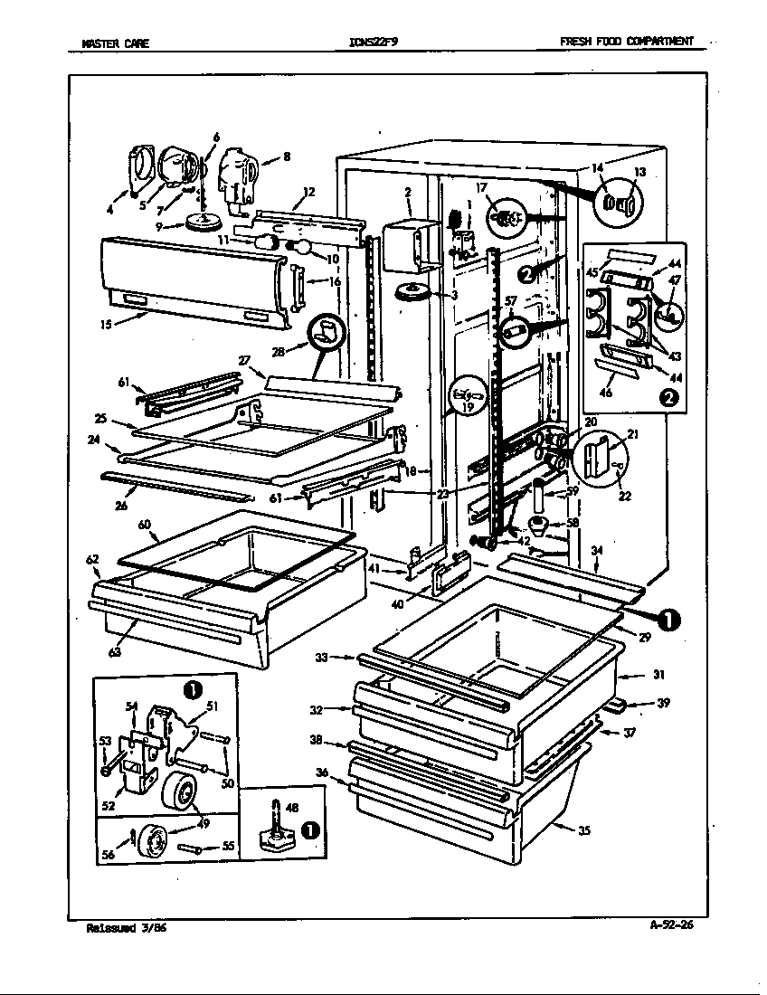Admiral ICNS22F9/5L47A fresh food compartment diagram